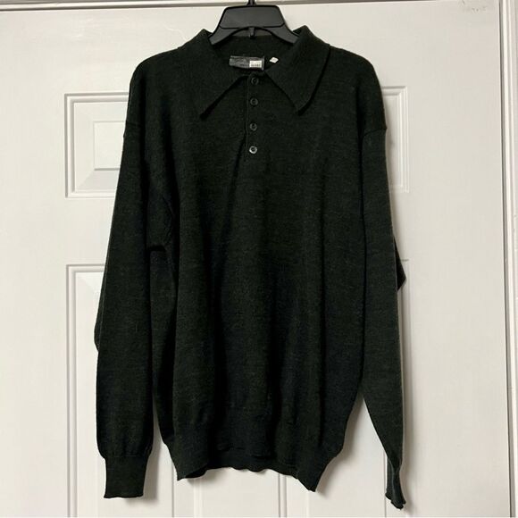 VTG 80s Romeo Gigli Charcoal Gray Collar Oversized Drop Shoulder Sweater M - Picture 1 of 11